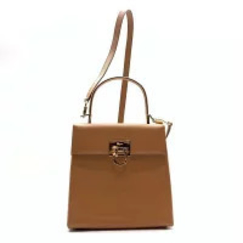 Salvatore Ferragamo Gancini Handbag Shoulder Bag Tote Brown